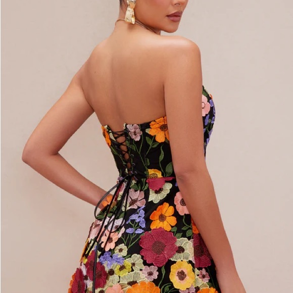 Marcella Embroidered A-Line Mini Dress - Black/combo - Picture 4 of 8